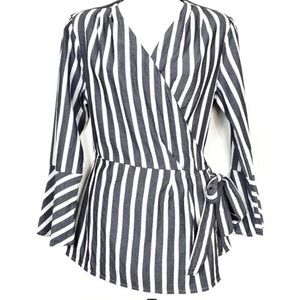 Banana republic striped wrap blouse